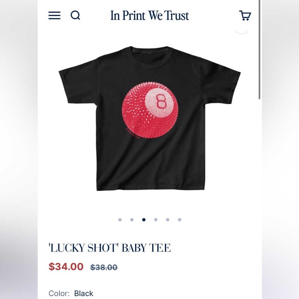 In Print We Trust Lucky Shot Black Tee NWOT